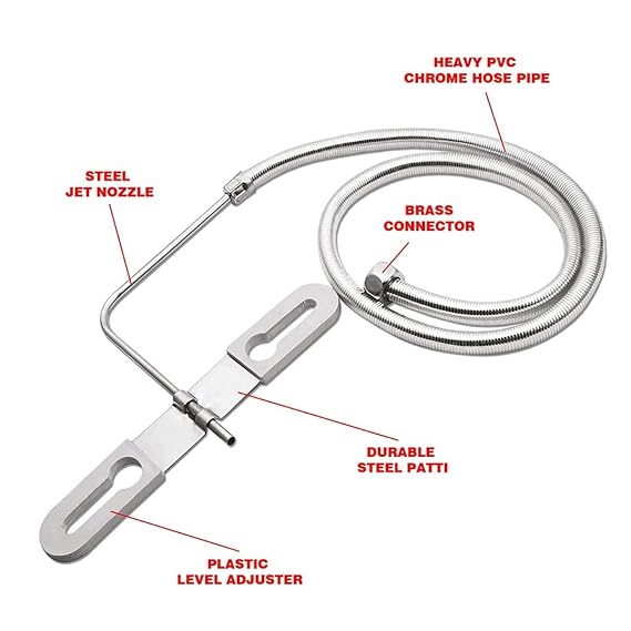 Toilet Seat/Commode Jet Spray (American Type) (1 Meter) Stainless Steel Grade 202 Jet Spray Health Faucet (Built-in Installation Type)