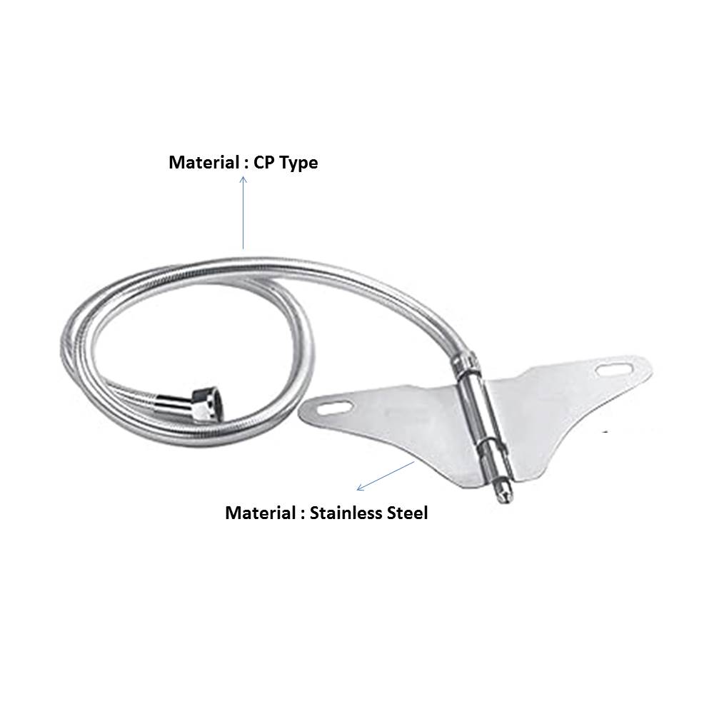 Stainless Steel Butterfly Jet Spray for Toilet/Bidet – 1 Meter Heavy PVC Hose, Hands-Free Operation With Mounting Bracket Pack Of 1 Pcs.