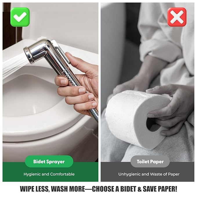 Health Faucet Set with Shower Tube Pullout High Pressure Shower Tube Leek Proof, Hook, Fix bolt