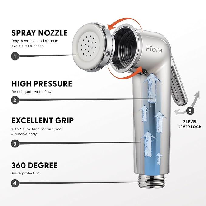 Health Faucet Set with Shower Tube Pullout High Pressure Shower Tube Leek Proof, Hook, Fix bolt