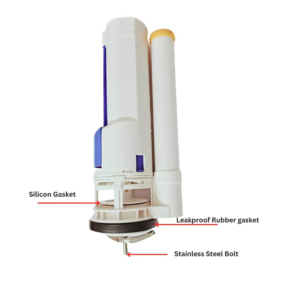 Dual Siphon-Flush Valve/Cistern Fitting/Siphon Fitting for Commode/Floor mounted Toilet Lid operated Toilet Flush/Push Valve/Size 7 inch for 1 Pc