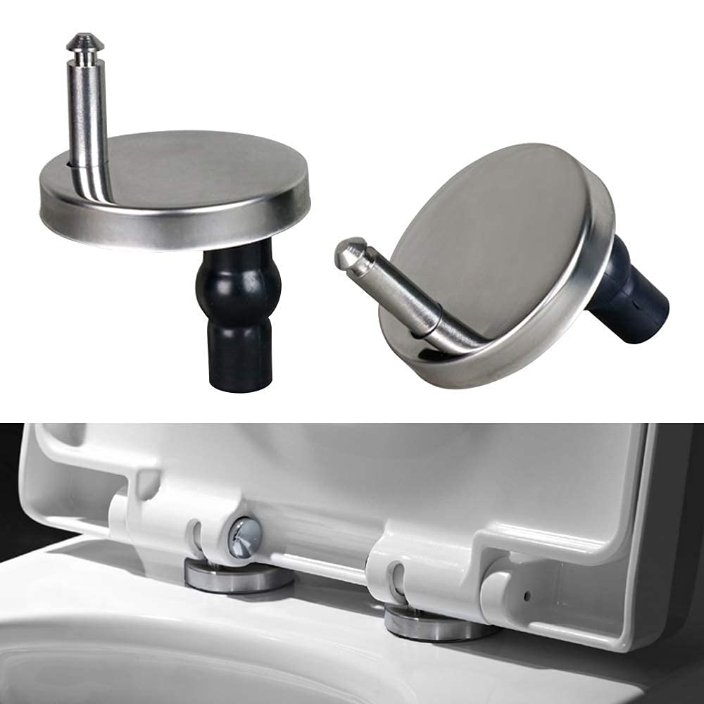 Stainless Steel SS Toilet Seat Cover Hinges, Quick Release Toilet Seat Hinges, Top Fixing Toilet Seat Cover Reparing Screw Set Round Type With Rubber Bush and Screw, White