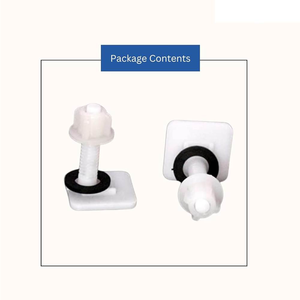 Toilet Seat Cover Hinges – CERA Type | Round Square Short Clamp for Western Toilets | PVC Plastic, Rust-Free | Easy Replacement | White | 1 Pair