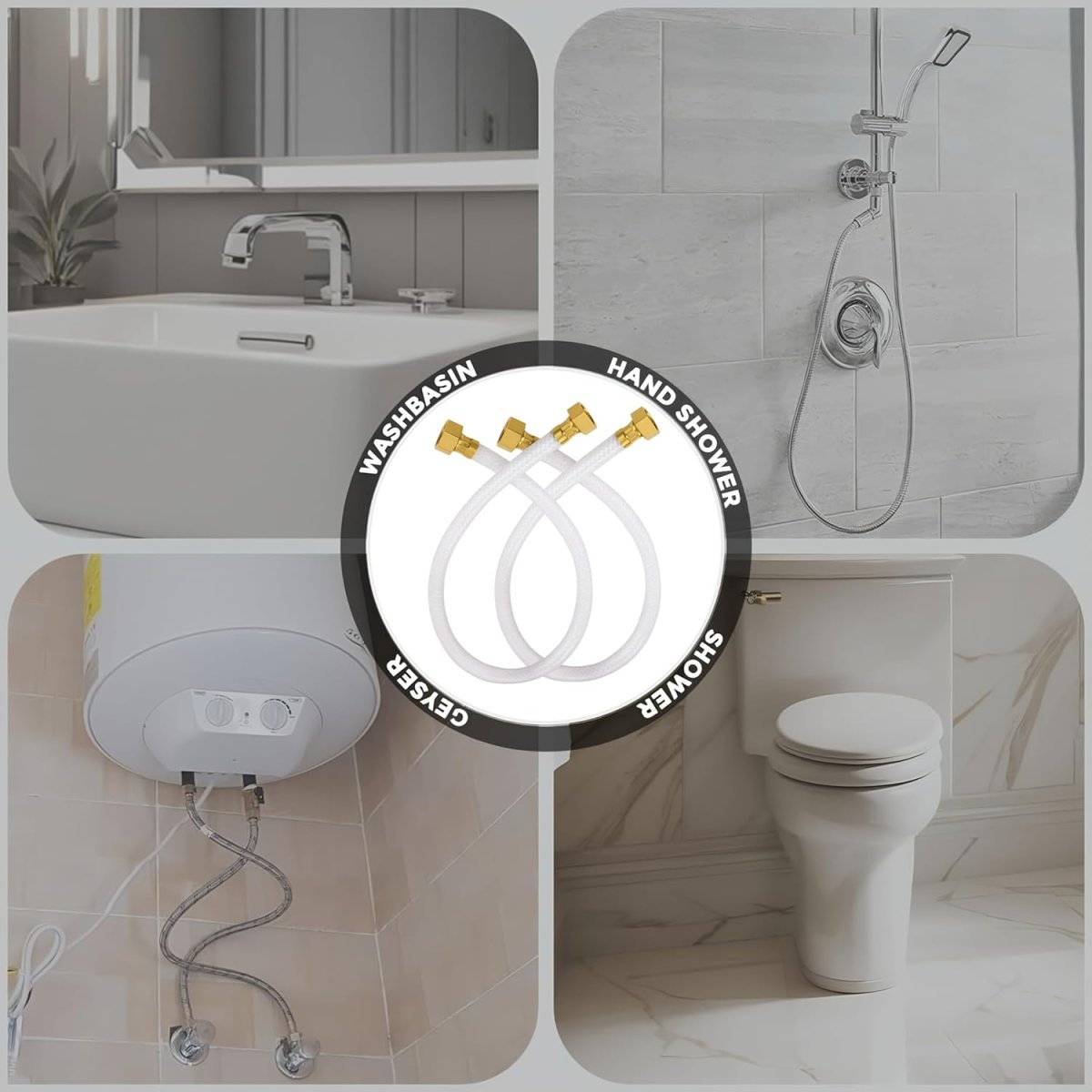 PVC Brass Nut Connection Pipe | PVC Heavy Duty Connection Pipe Suitable For Water Geyser, Wash Basin, Kitchen Tap, Toilet Seat, Countertop Faucets, Water Taps