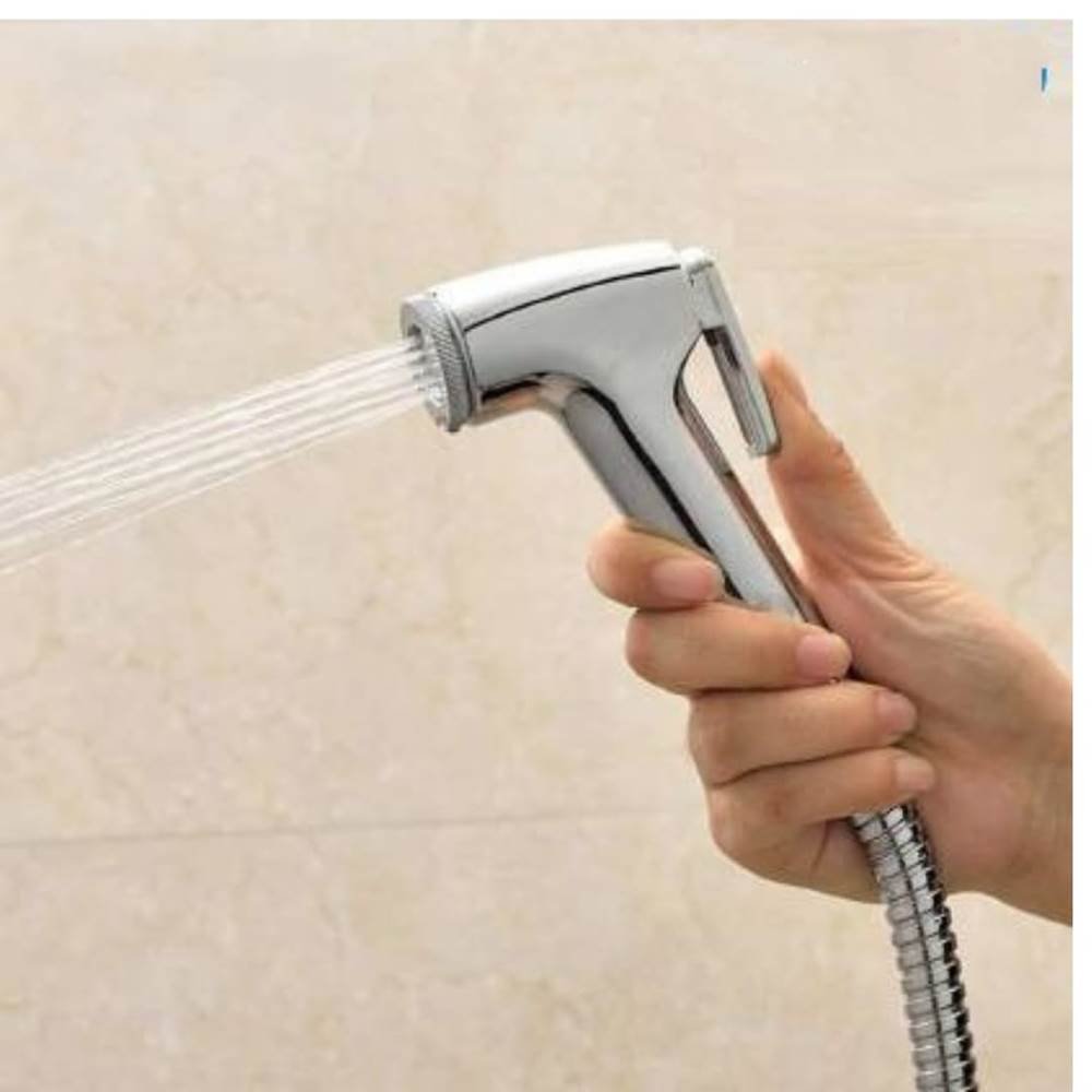 Health Faucet Brass Pin Medium Set  Chrome Finish Health Faucet with 1.0 Meter and 1.5 Meter SS Hose Pipe and ABS Hook (Set of 1)