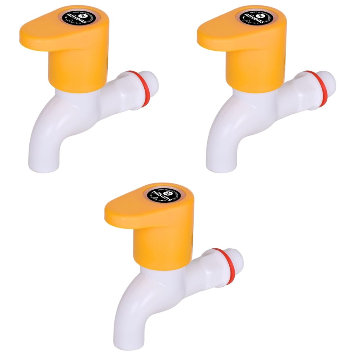 PTMT Bib Cock Taps, White and Yellow