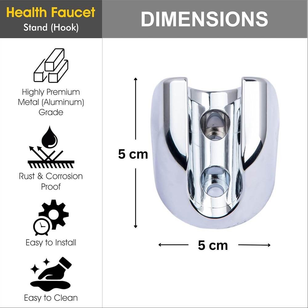 Wall Mounted Health Faucet Holder | Multi-Purpose Hand Shower Holder in Chrome Finish Silver | ABS Plastic Hook for Bathroom & Kitchen | Pack of 1 | With Screws & Wall Plugs | Without Adhesive