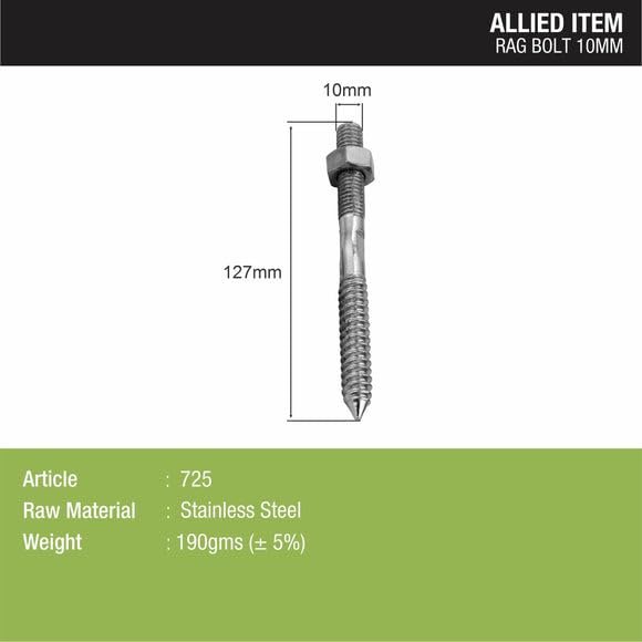 6 MM Rag/Rack Bolt | Miled Stainless Steel Rag/Rack Bolt 6 MM | with Full Accessories for Wash Basin