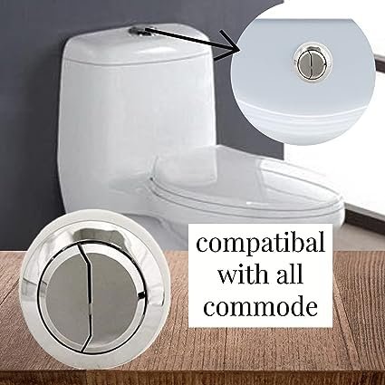 Dual Push Flush Round Head Button with Lid Cover Hole in Toilets"