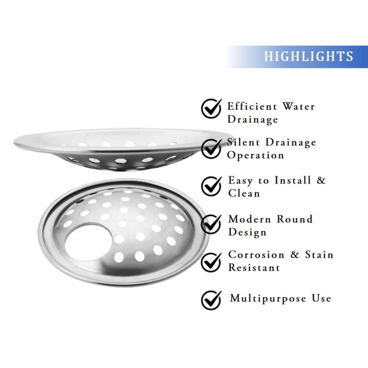 Greating Doom Round Plain Jali for Bathroom Kitchen & Balcony | Stainless Steel Floor Drain Cover (with Hole)