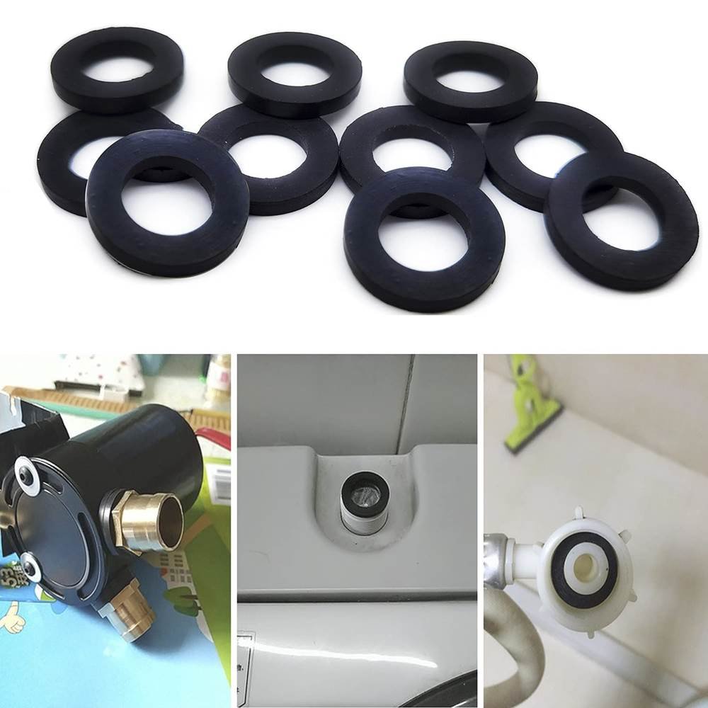 2 Pcs Black Connection Pipe Washer | Flat Washers Black Rubber, Round Spacer Washers for Faucet Pipe Water Hose