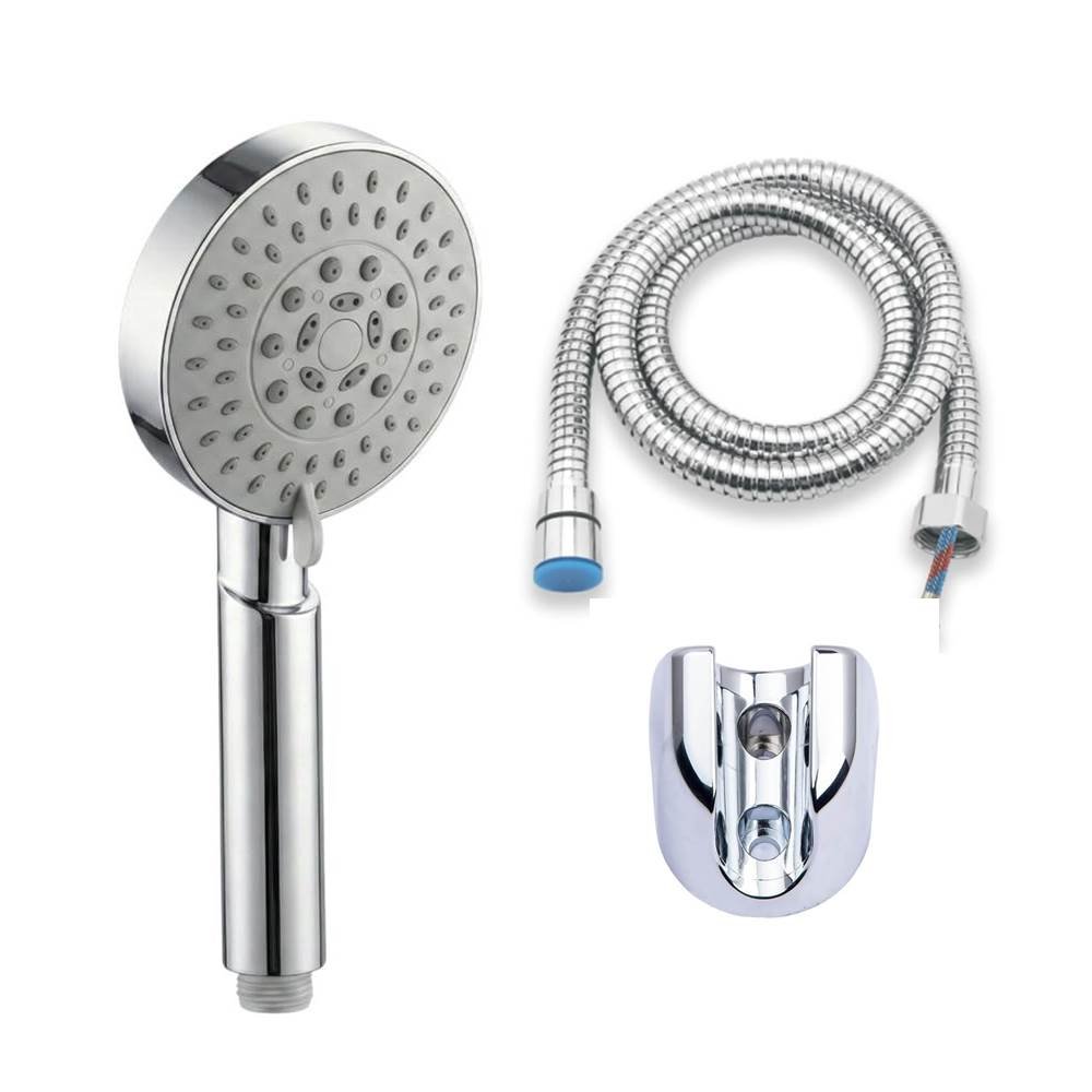 Hand Shower With 1.5 Meter Flexible Tube (Tube Inner Nut Brass & Outer Body SS-304 Grade) & Chrome Finished Wall Hook (HAND SHOWER WITH 1,5 METER TUBE AND HOOK)