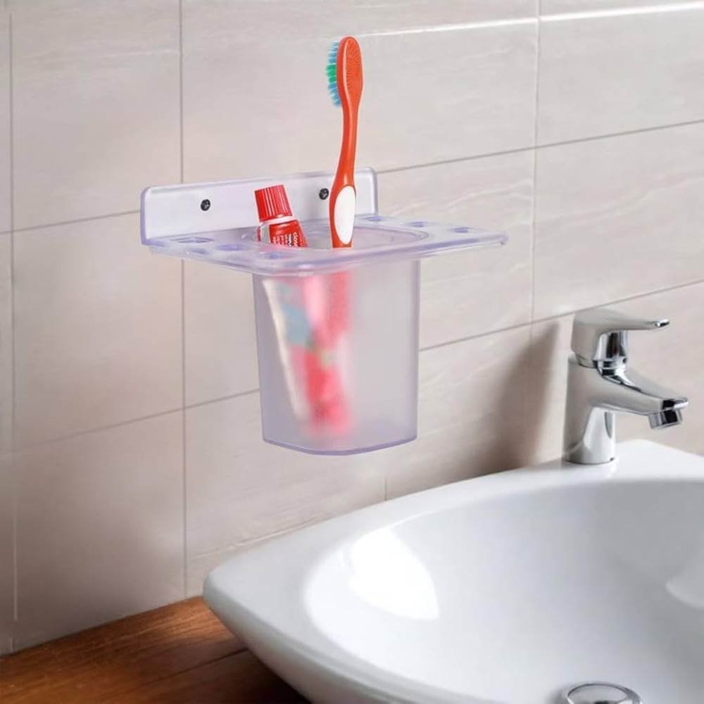 Wall Mounted Tumbler Holder, 2-in-1 Unbreakable Clear ABS Plastic Organizer (1, 2 in 1 Tumbler)