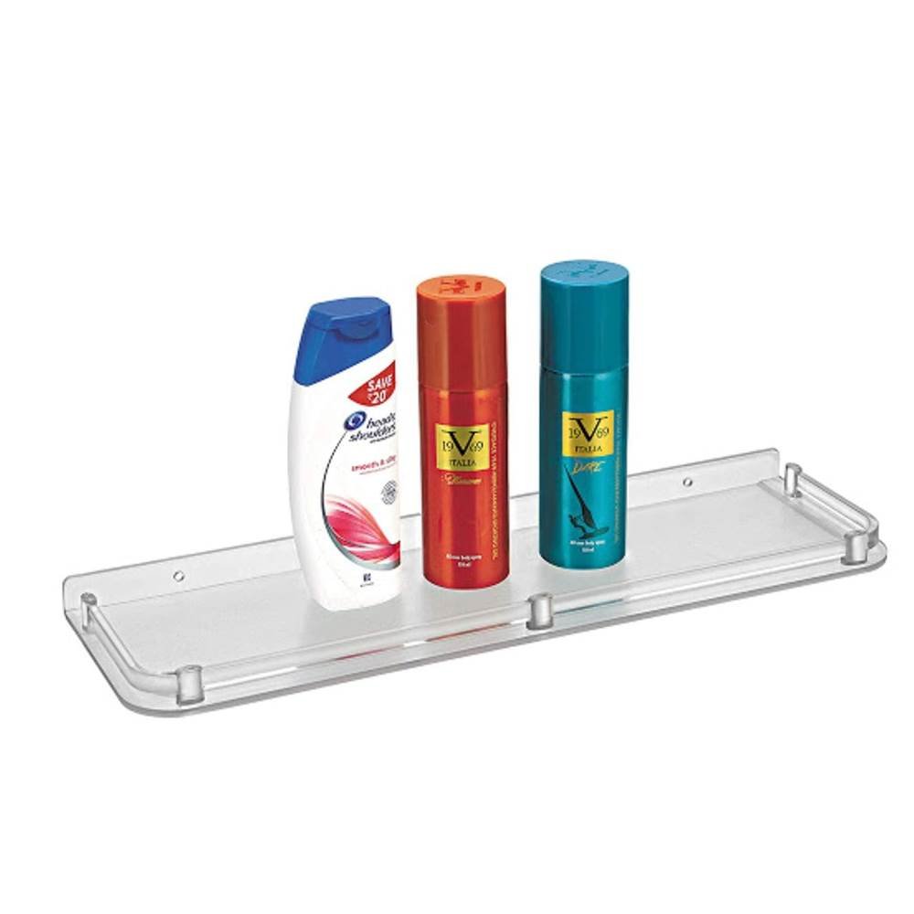 Abs Square Rack/Shelf Tray | Abs Plastic Unbreakable Wall Mounted Square Shelf | Organizer/Storage Rack/Shelf Tray for Kitchen and Bathroom | Pack of 1 - Transparent