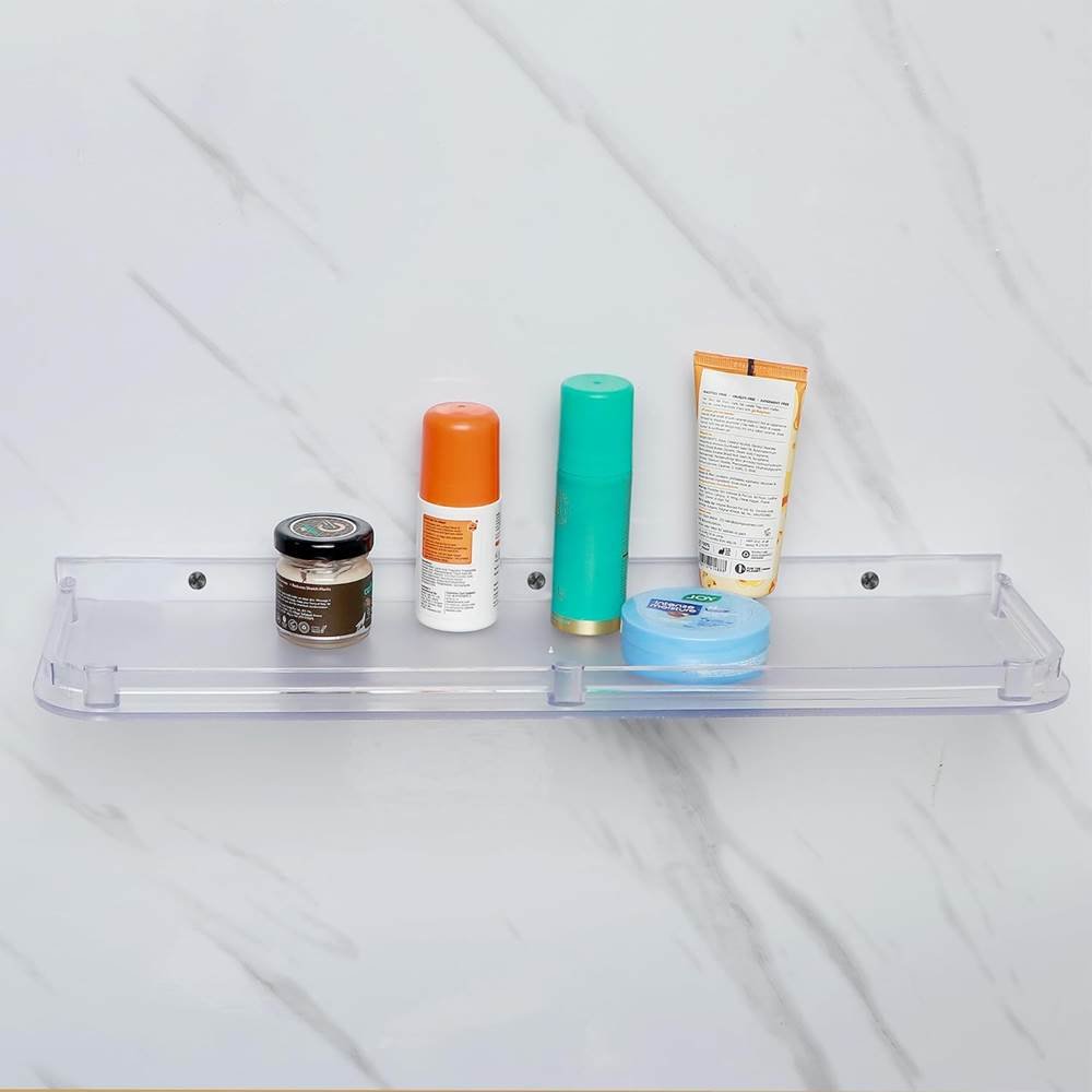 Abs Square Rack/Shelf Tray | Abs Plastic Unbreakable Wall Mounted Square Shelf | Organizer/Storage Rack/Shelf Tray for Kitchen and Bathroom | Pack of 1 - Transparent