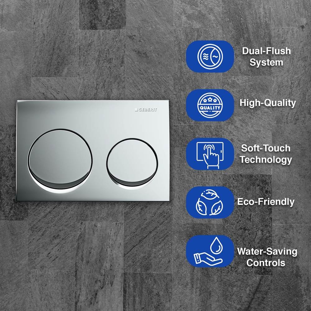 Dual Push Plate for Concealed Tank | Compatible with Concealed Flush Tank (Bright Chrome)
