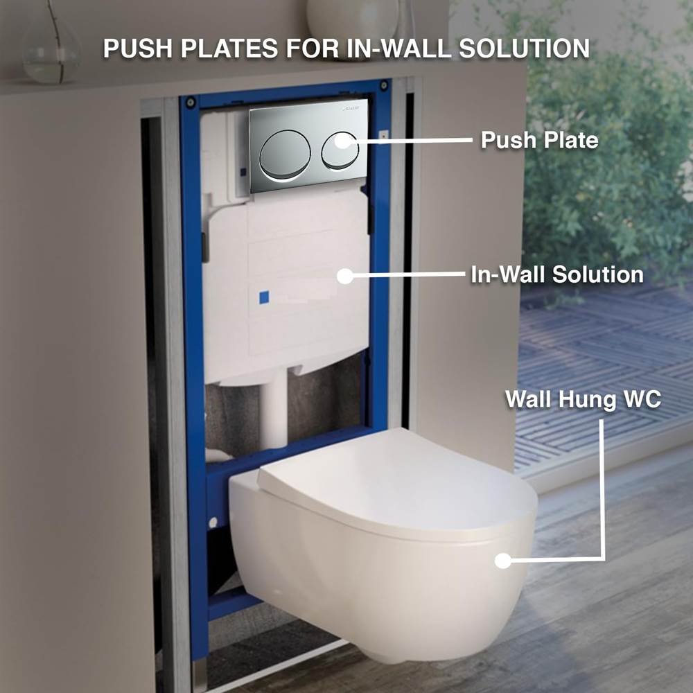 Dual Push Plate for Concealed Tank | Compatible with Concealed Flush Tank (Bright Chrome)