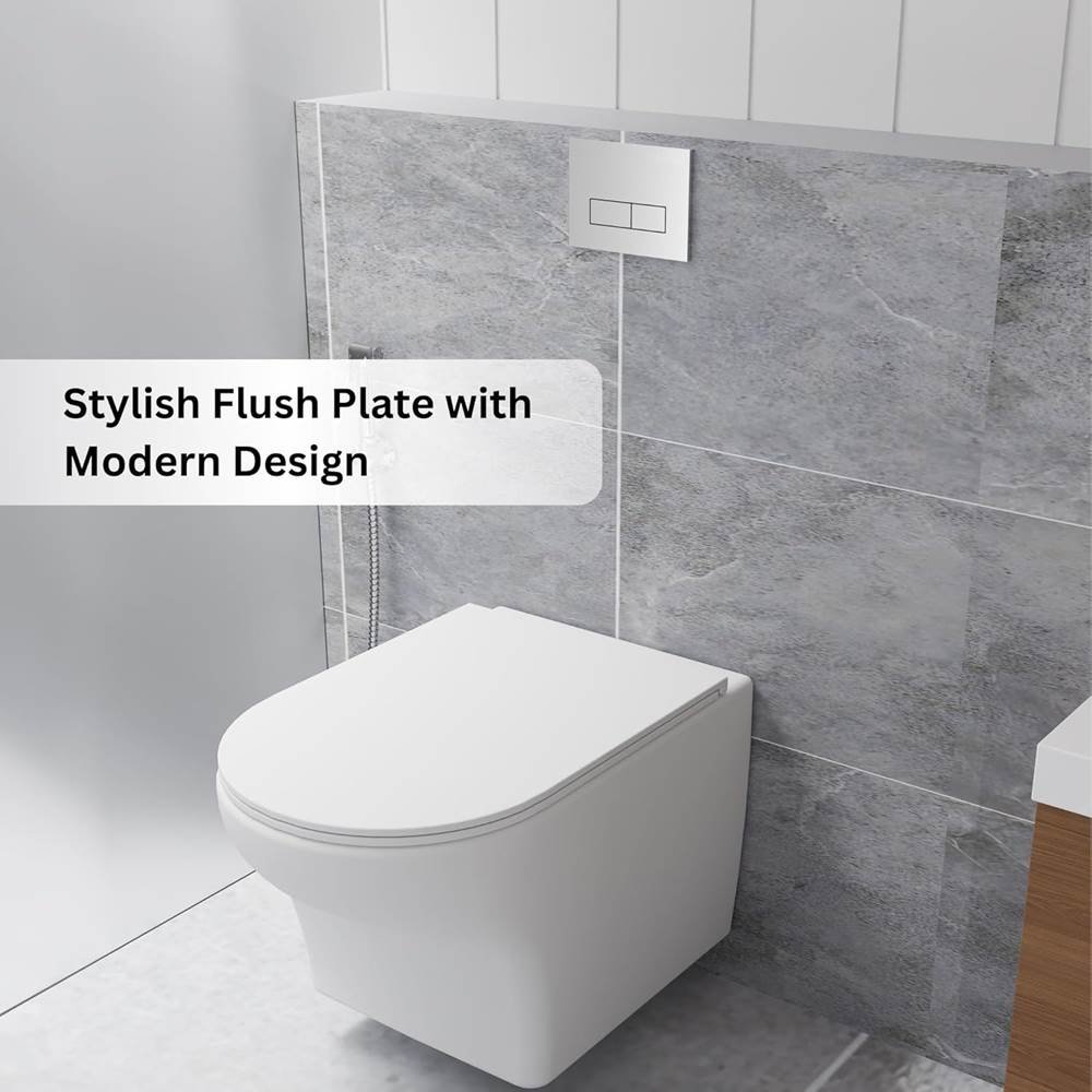 Square Push-Plate/Flush Plate for Toilet | Mechanical Dual-Flush Push Plate/Water Saving Technology | Compatible with Concealed Flush Tank
