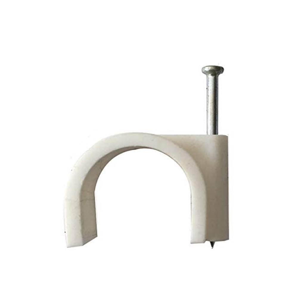 Single Nail Pipe Cable Clip Wire Fastener, Circle Cable Clips with Metal Nails, Cord Tie Holder Clamp Cable Protector -(50Pcs White)
