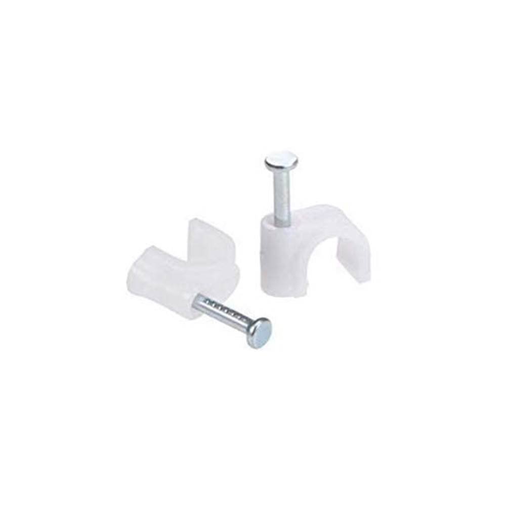 Single Nail Pipe Cable Clip Wire Fastener, Circle Cable Clips with Metal Nails, Cord Tie Holder Clamp Cable Protector -(50Pcs White)
