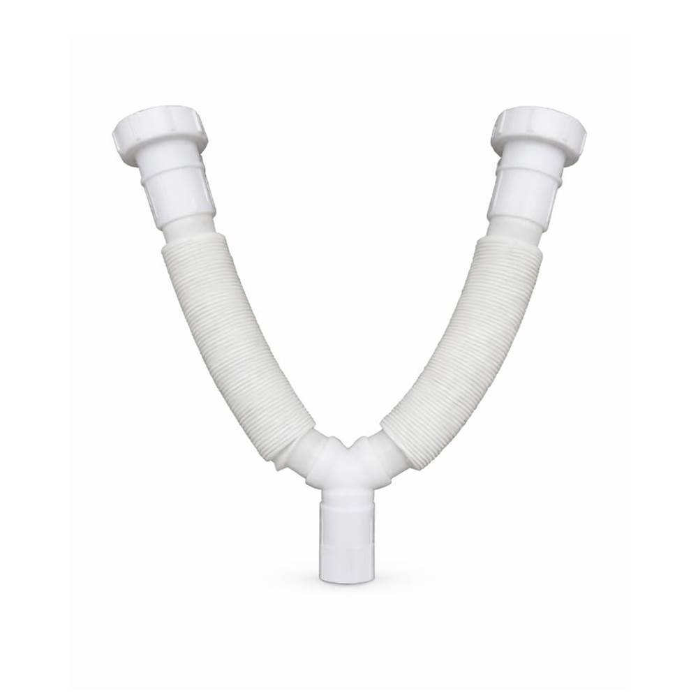 Heavy Duty Plastic Hose Pipe Dual Inlet Y Shape Outlet with Nuts Double Sink Waste Pipe Connector | Heavy Duty Plastic