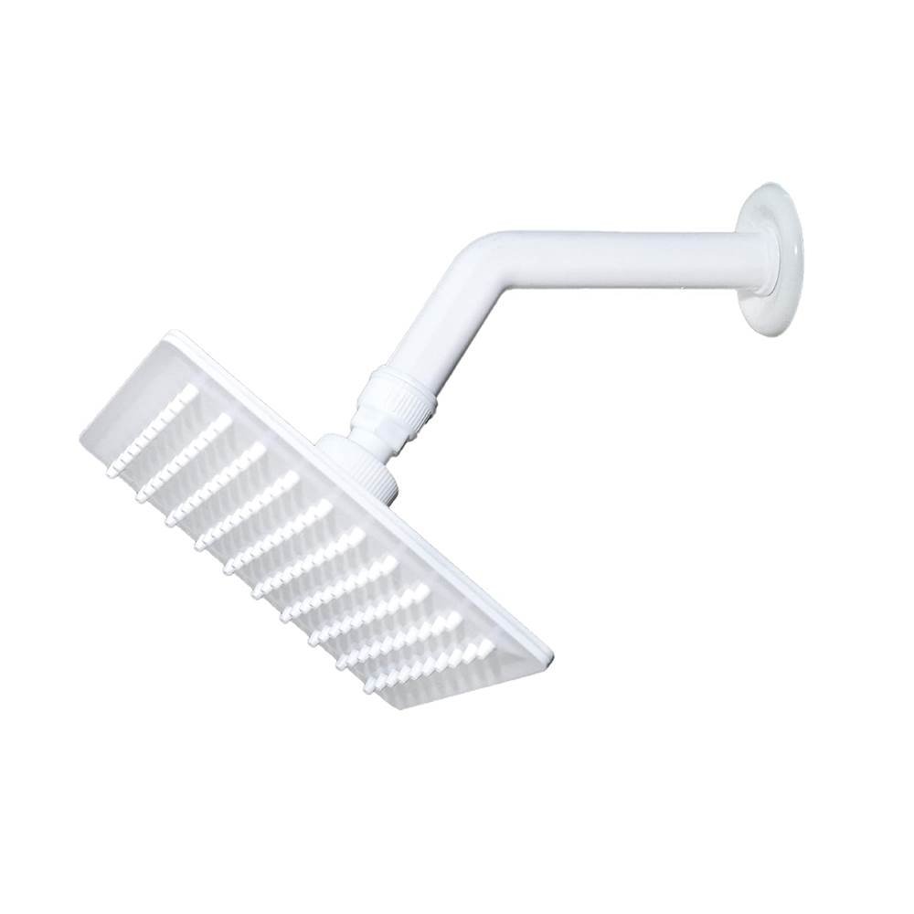 ABS Over Head Shower Ultra Slim With Arm Square (4 X4 INCH), Bath Shower Head Set, Pressure Rain Shower Head (Milky White)