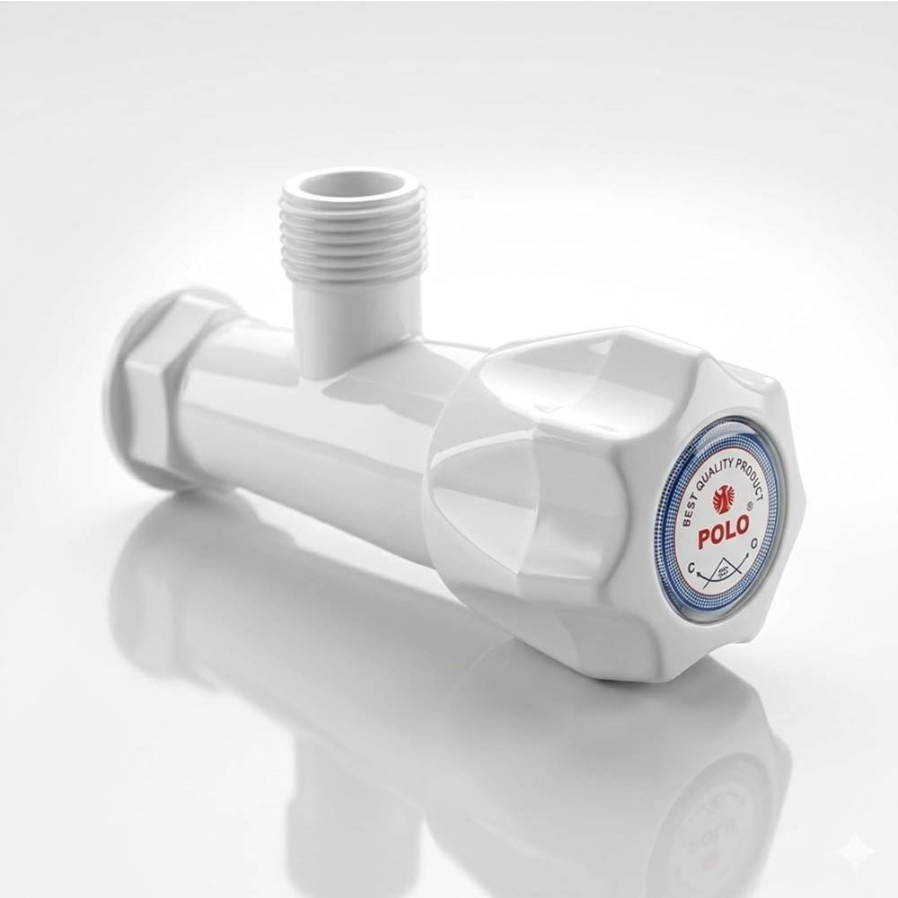 PVC Angle Cock Wall Mount Tap | Durable Plastic Angle Valve for Bathroom & Kitchen | Leak-Proof Water Tap for Health Faucet 15mm