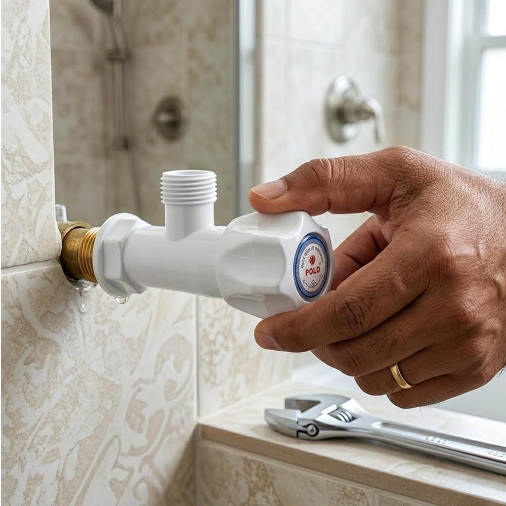PVC Angle Cock Wall Mount Tap | Durable Plastic Angle Valve for Bathroom & Kitchen | Leak-Proof Water Tap for Health Faucet 15mm