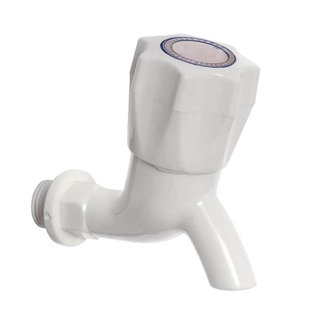 Polo Bib Cock Short Body Polo PVC White Bib Cock Short Body/Water Taps for Kitchen/Bathroom/Wash Basins