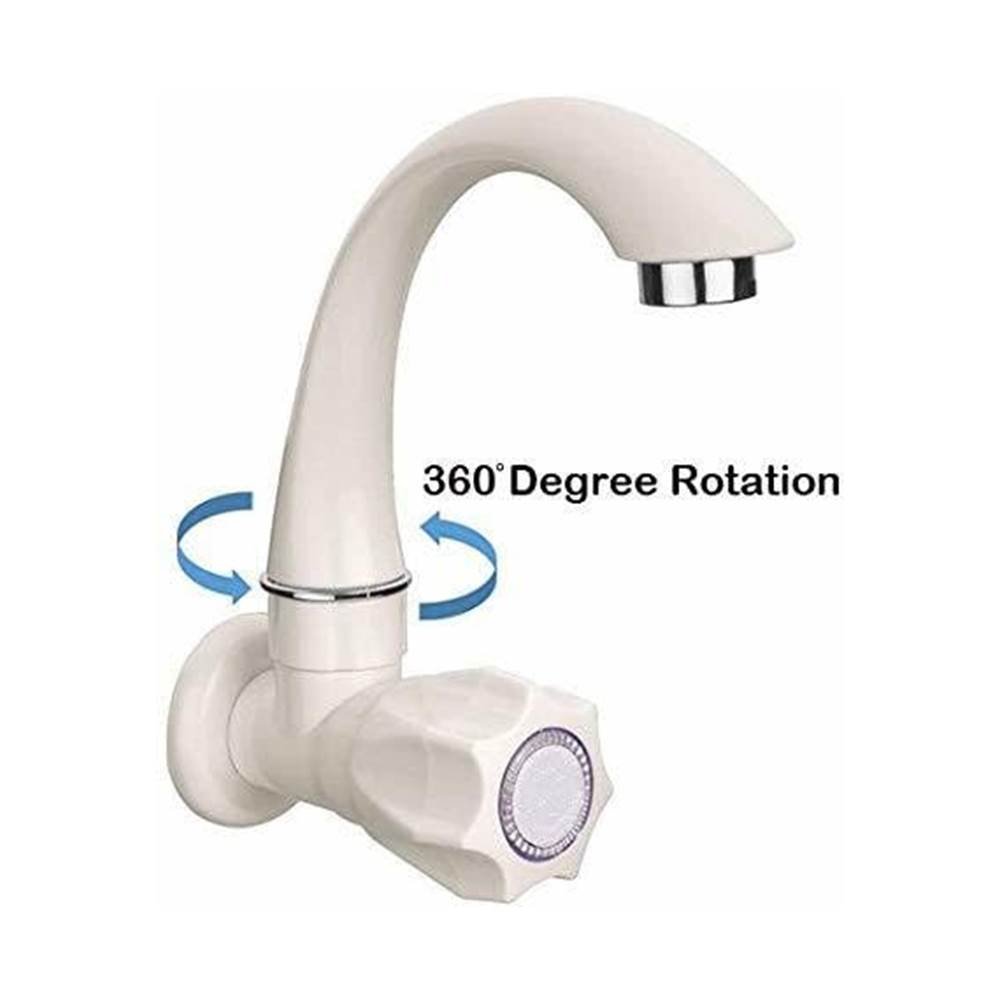Polo Sink Cock PVC, PVC tap Kitchen Mixer Faucet Polo PVC Sink Cock for Kitchen/Bathroom Wash Basins (Wall Mount, White)